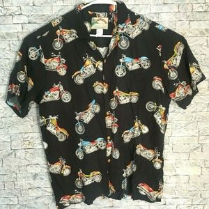 Paradise Found Vintage Black Motorcycle Hawaiian